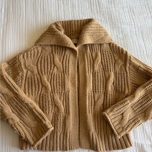 Universal Thread Cable Knit Cardigan in Tan